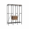 P&P Black Rustic Brown Heavy Duty Clothes Wardrobe Rack With Dustproof Curtain