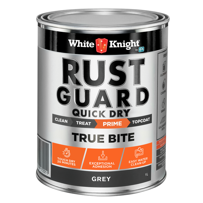 White Knight 1L Grey Rust Guard Quick Dry True Bite Primer Paint - 1L
