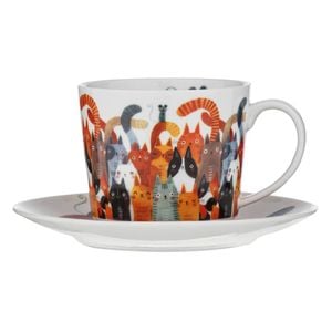 Quirky Cats Photobomb Cup & Saucer 280ml 15x15x7.5cm Ashdene
