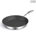 SOGA Stainless Steel Fry Pan 32cm Frying Pan FryPan Non Stick Interior