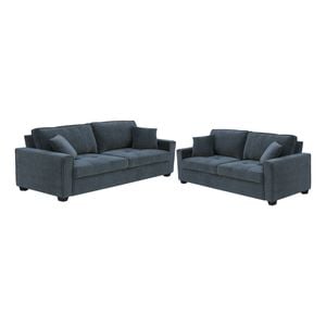 2+3 Seater Sofa Set Polyester Charcoal Fabric Multilayer Two Pillows Individual Pocket Spring