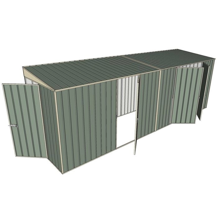 Build-a-Shed 1.5 x 6 x 2m Hinged Door Tunnel Shed With 3 Hinged Side Doors - Green