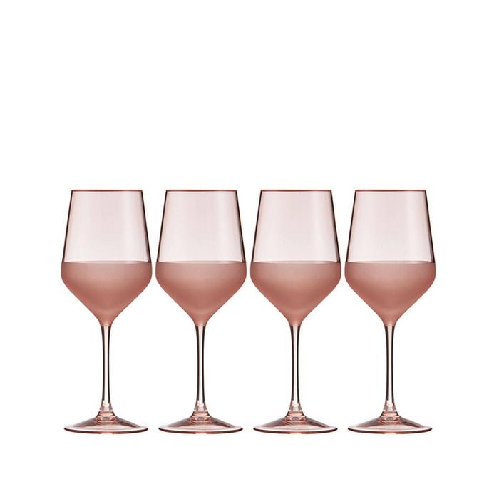 4pc Ladelle Panama Wine Glasses Stemware Set Reusable Glassware Coral