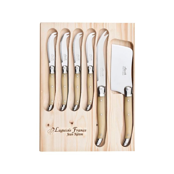 Laguiole Jean Neron 6pc. Cheese Serving Set - Light Horn