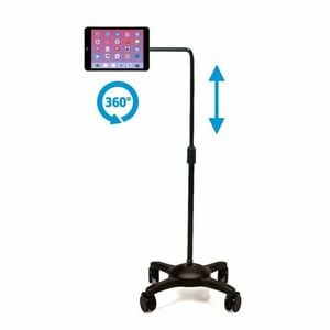 Aidata US-5124RB Arm Rolling Wheels Tablet Floor Stand Black w/ LARGE Bracket