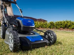 Mowing lawn with Victa lawn mower