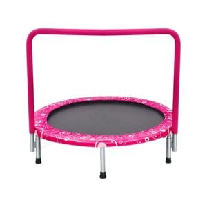 Costway 36"/91cm Kids Mini Trampoline Fitness Rebounder Handrail Security Padded Cover Home Gym Exercise Pink