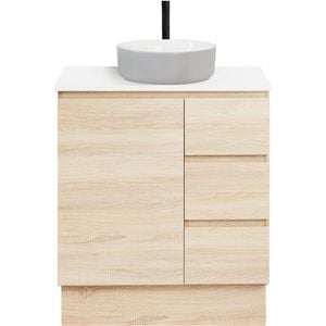 CIBO 750mm Coast Veneer Nordic Full Height Bathroom Vanity with Light Grey / White Countertop Basin