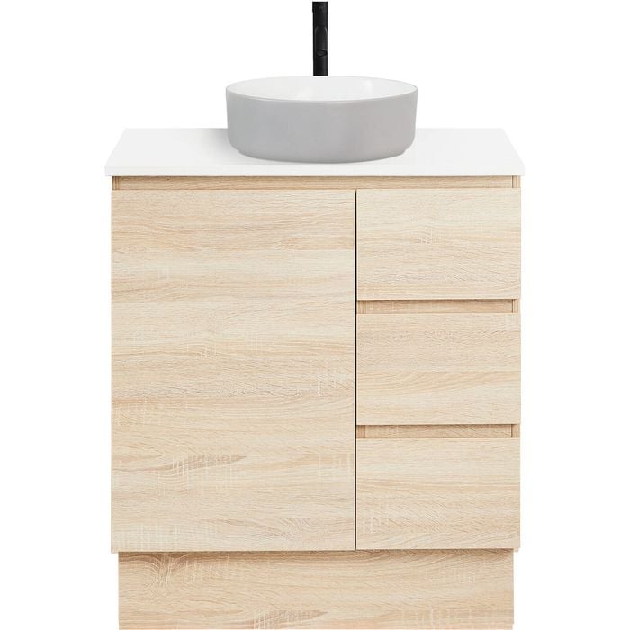 CIBO 750mm Coast Veneer Nordic Full Height Bathroom Vanity with Light Grey / White Countertop Basin