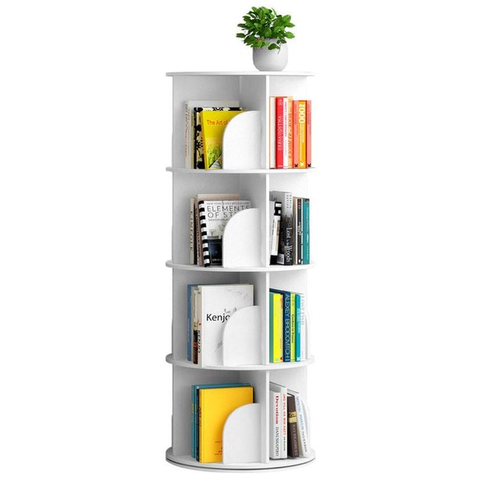 4 Tier Rotating Bookshelf Pvc Freestanding Corner Rack Bookcase
