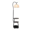Oikiture Metal Floor Lamps Freestanding Reading Lamp Fabric Shade w/Side Table