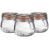 Argon Tableware Glass Storage Jars - 500ml/17.6oz - Set Of 3 - 4 Colour Seals Airtight Kitchen Storage Container Preserving Jar