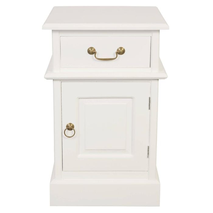 Centrum Furniture Tasmania 1 Door 1 Drawer Bedside Table - Right - White