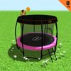 Kahuna Trampoline 8 ft with Basketball Set and Roof - Pink