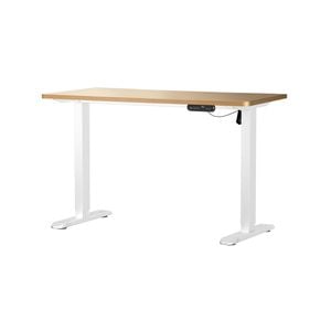 Oikiture Electric Standing Desk Single Motor White Frame 120CM OAK Tabletop