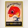 Galrie Don't Be A Sucker Keep Your Mouth Shut 1944 World War II Vintage Propaganda Poster, White Frame, 50 x 70cm (20 x 28inch)