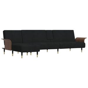 vidaXL Sofa L-Shaped Sofa Bed Folding Chaise Longue Sofa Couch Bed Black