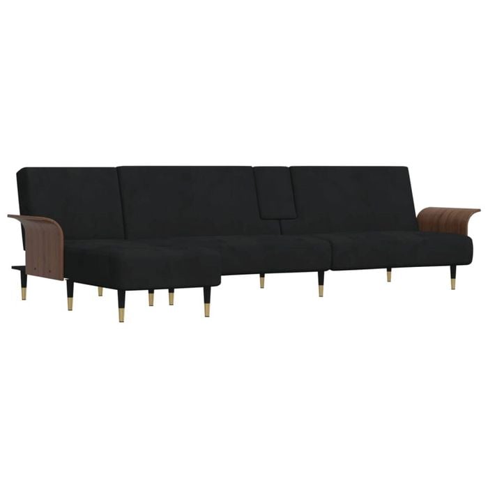 vidaXL Sofa L-Shaped Sofa Bed Folding Chaise Longue Sofa Couch Bed Black