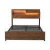 Artiss Double Bed Frame Metal with Charging Station LED Light Storage Shelf