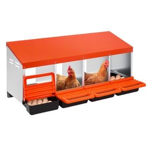 VEVOR Chicken Nesting Boxes Orange 4 Compartments with Support Legs Galvanized Steel