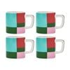 4pk La Cafetiere Ceramic Espresso Cup Utopian Lines Drinking Mug Green 120ml