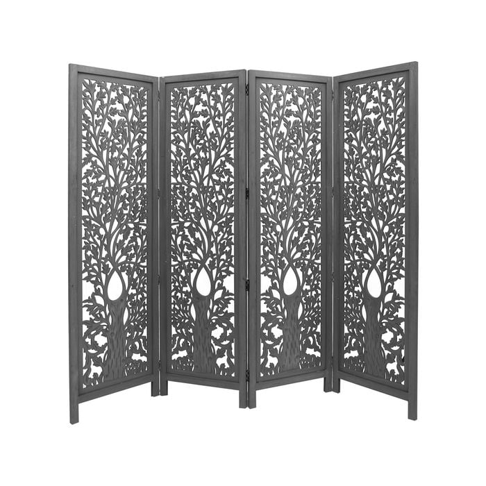 Life Dig 4 Panel Room Divider Screen Privacy Shoji Timber Wood Stand - Dark Grey