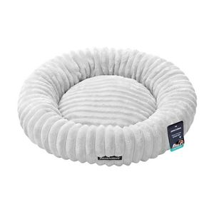 Paws And Claws Ribbed Chinchilla Round Pet Cat Dog Bed 60x60x15cm Grey