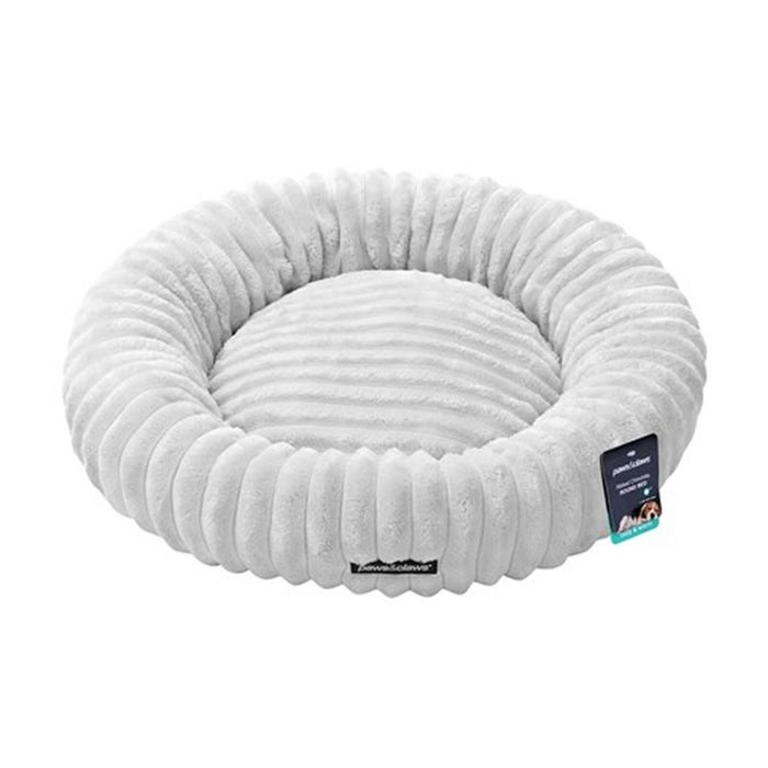 Paws And Claws Ribbed Chinchilla Round Pet Cat Dog Bed 60x60x15cm Grey