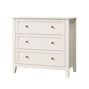 Oikiture 3 Chest Of Drawers Dresser Metal Handle Bedroom Storage White