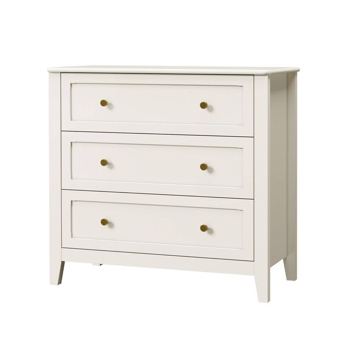 Oikiture 3 Chest Of Drawers Dresser Metal Handle Bedroom Storage White