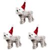 3PK Urban Schnauzer with Christmas Hat Hanging Decoration 9cm Grey