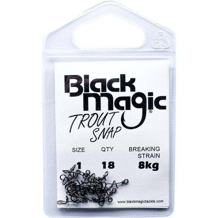 Black Magic Spiral Trout Fishing Snap Clip 1 (8kg Breaking Strength)