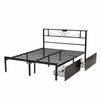 Artiss Queen Bed Frame with Charging Station & Storage Drawers Metal