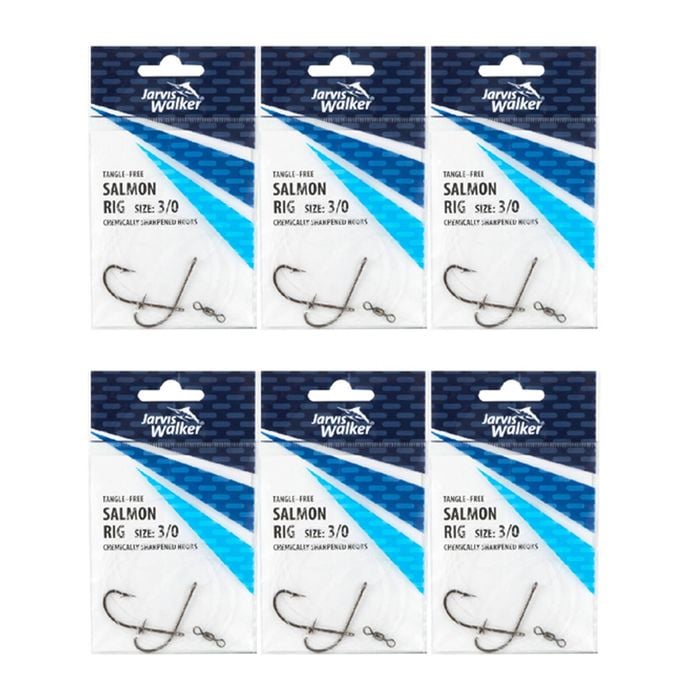 6x Jarvis Walker Tangle Free Flathead Rig Hooks Size 3/0