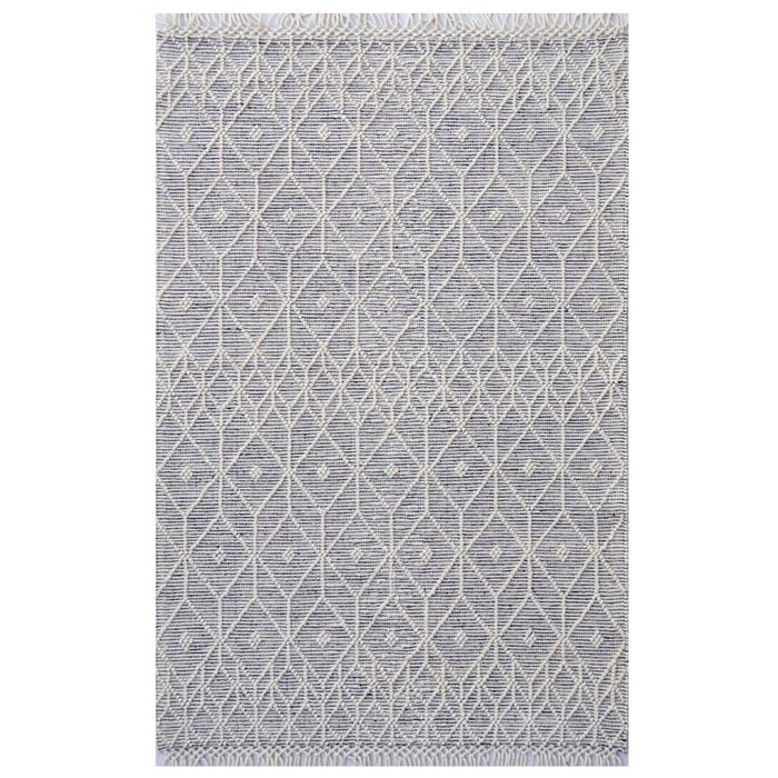 Designer Flatwoven Wool Rug-Aura 6238-Ivory/Black-160x230cm