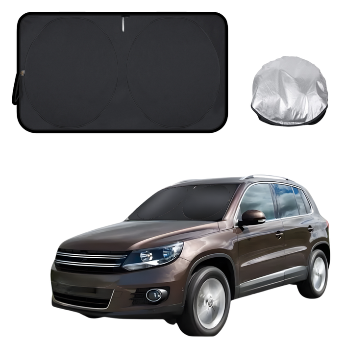 Front Windscreen Sun Shade for VolksWagen Tiguan 2008 - 2016 - Standard 150 x 85 cm - Black