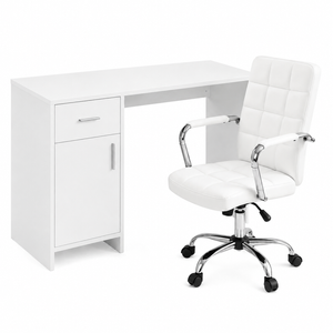 Artiss Office Desk and Chair Set 100cm Computer Desk PU Leather Office Chair Home Office Study