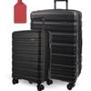2pc Pierre Cardin Hard-shell Medium & Cabin Set Travel Luggage W/name Tag Black