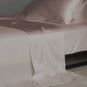 Bedding Co. Flat Sheet 100% Mulberry Silk 20 Momme Blush Queen