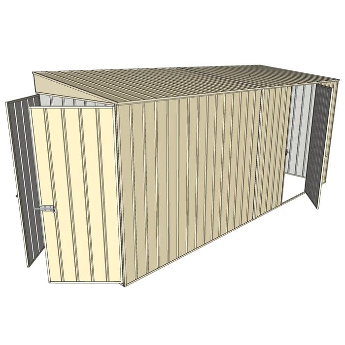 Build-a-Shed 1.5 x 4.5 x 2m Single Hinged Side Door Skillion Shed - Cream