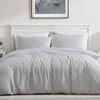 3pc Ardor Gleeson Quilt Cover Set Textured Jacquard Bedding Grey Queen