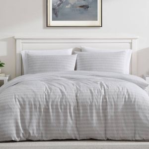 3pc Ardor Gleeson Quilt Cover Set Textured Jacquard Bedding Grey Queen