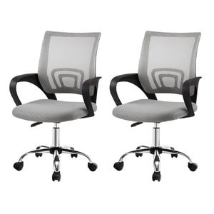 Artiss 2x Mesh Office Chair Lumbar Support Mid Back Ergonomic Computer Chair Grey