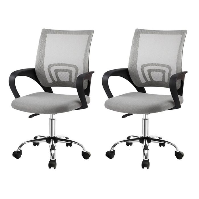 Artiss 2x Mesh Office Chair Lumbar Support Mid Back Ergonomic Computer Chair Grey