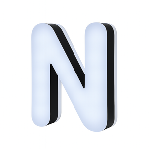 Lit Up 3D Led Letter N Illuminated Opal Acrylic 100mmHx92mmWx23mmD