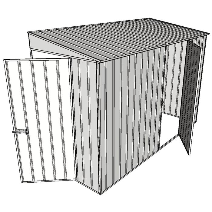 Build-A-Shed 1.2 x 3.0 x 2.0m Tunnel Shed Tunnel Hinged Door with 1 Hinged Side Door - Zinc