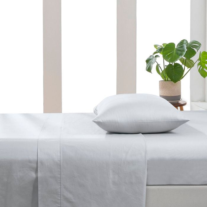 Essn 500tc Cotton Sateen Flat Sheet Silver - Queen Bed