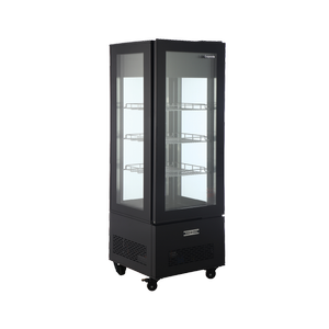 Exquisite CDF400 - Four Sided Glass Upright Display Freezers Black with LED 400 Litre