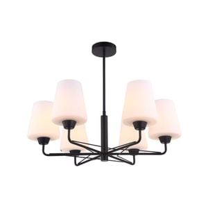 CLA Lighting ABBEY Matt Black/Gold with Opal Glass Pendant Light - Black