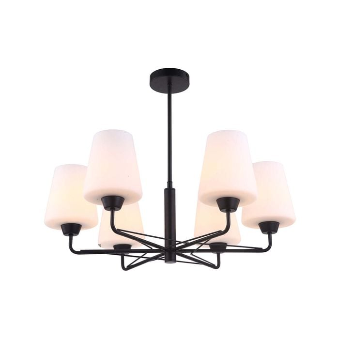 CLA Lighting ABBEY Matt Black/Gold with Opal Glass Pendant Light - Black